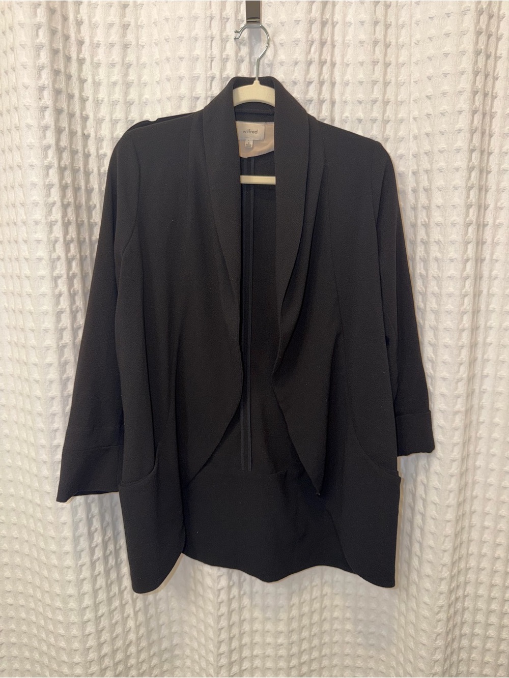 Wilfred Black Open-Front Draped Blazer